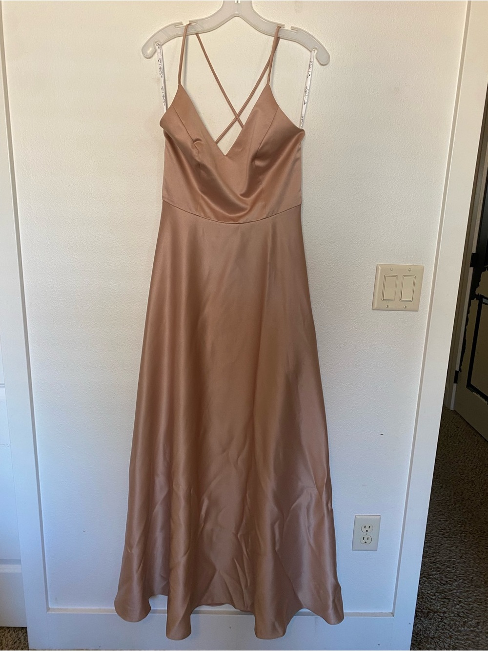 Satin Formal Dress — Nude/Tan